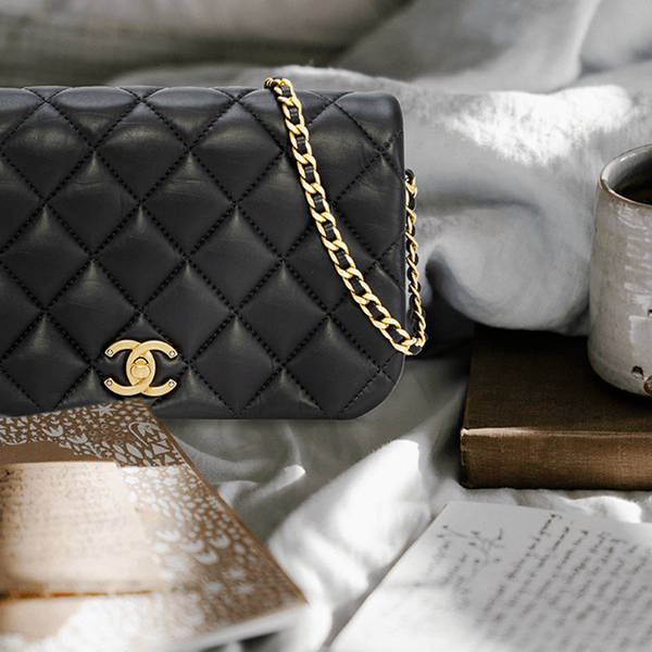 Chanel Resin Elegant Chain Flap Bag Quilted Lambskin Large