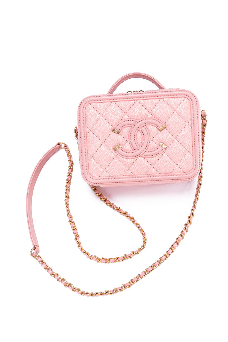 Pink Quilted Caviar Mini Messenger Bag Gold Hardware, 2022