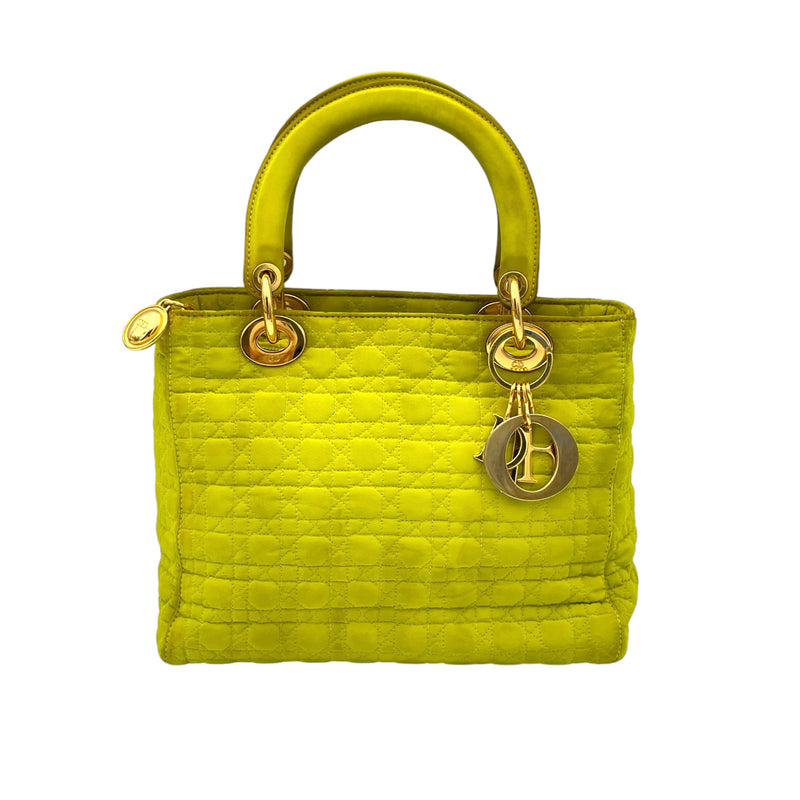 Lady Dior Small Top handle bag in Nylon, Gold Hardware