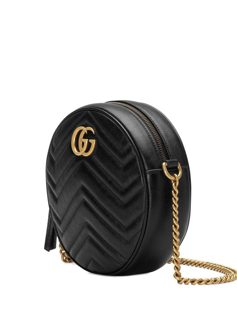 GG Marmont Mini Round Bag, Gold Hardware