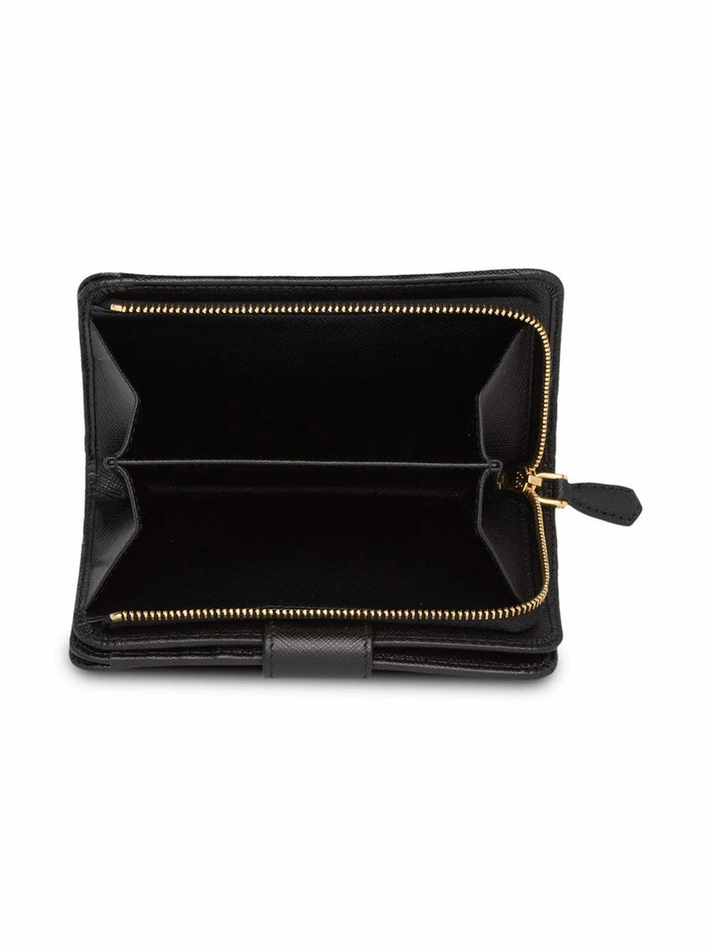 Saffiano Leather Zipped Pouch, Gold Hardware