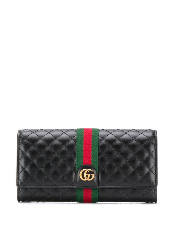 GG Webbing Quilted Long Wallet, Gold Hardware