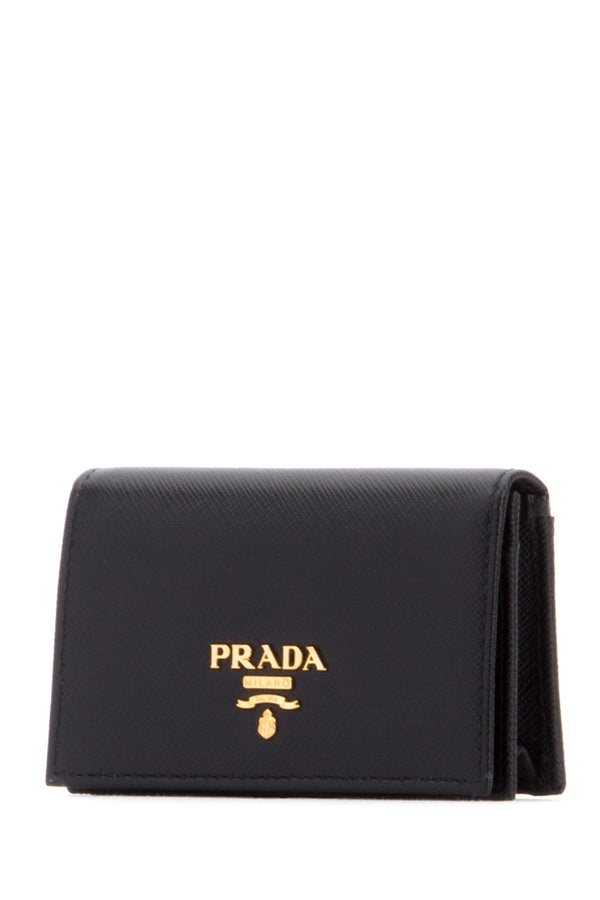 Saffiano Leather Business Cardholder, Gold Hardware