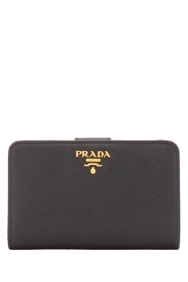 Saffiano Leather Bifold Wallet, Gold Hardware