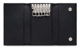 Saffiano Leather Key Pouch, Silver Hardware