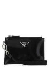 Leather Clutch, Silver Hardware