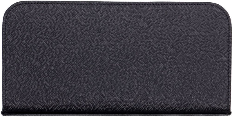 Grained Leather Long Wallet, Silver Hardware