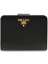 Logo Plaque Bifold Wallet with Zip Pouch, Gold Hardware