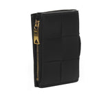 Intreccio Vertical Bifold Wallet, Gold Hardware