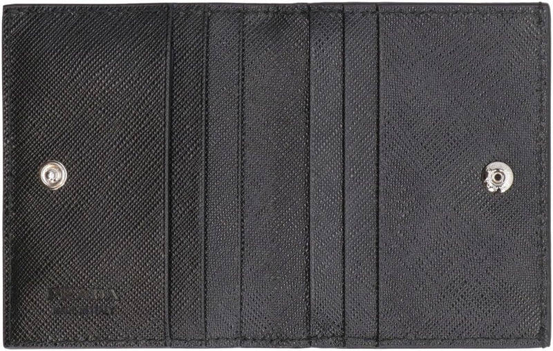 Saffiano Leather Wallet With Strap, Silver Hardware