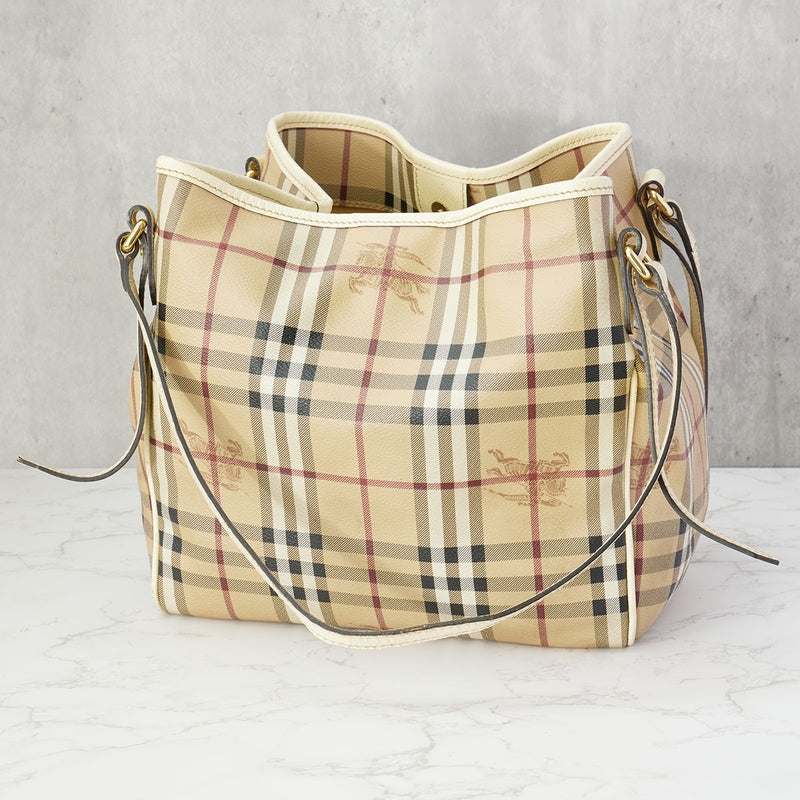 Haymarket Top handle bag in Coated canvas, Light gold Hardware