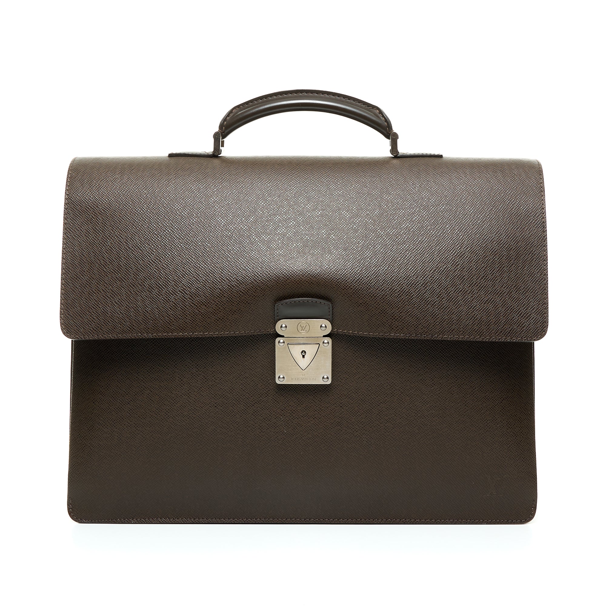 Robusto Briefcase in Taiga leather, Ruthenium Hardware