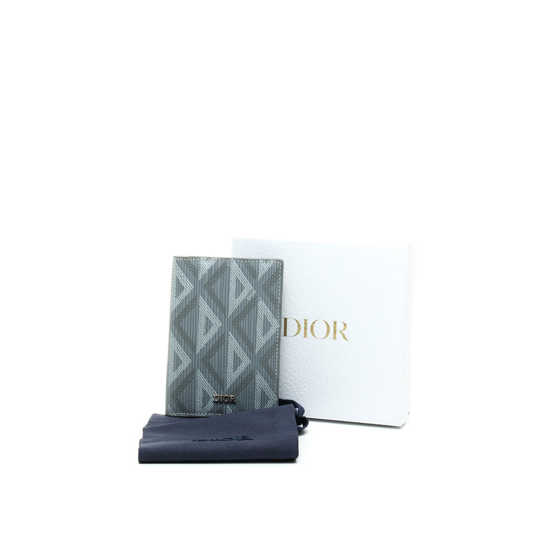 Dior Grey CD Diamond Coated Canvas Bifold Compact Wallet Dior