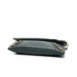 City Flap Pouch in Distressed leather, Gold Hardware