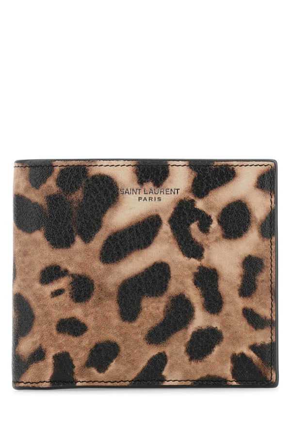 Leopard Print Bifold Wallet in Calfskin