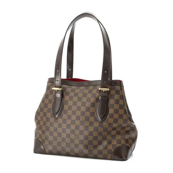 Hampstead Damier GM Top Handle Bag in Coated Canvas, Gold Hardware