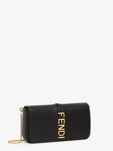 Fendigraphy Wallet On Chain Leather, Gold Hardware