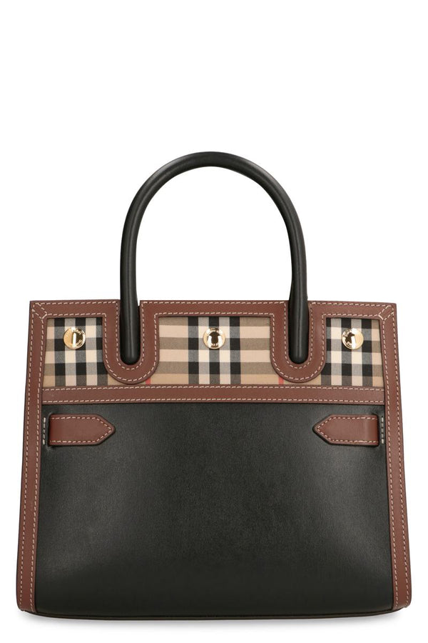 Leather Trim London Checks Top Handle Bag, gold hardware