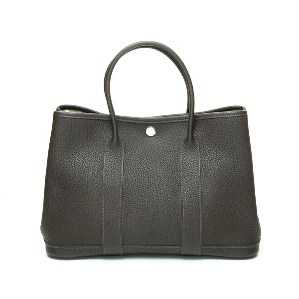 Garden Party 30 Tote bag in Togo Leather, Silver Hardware