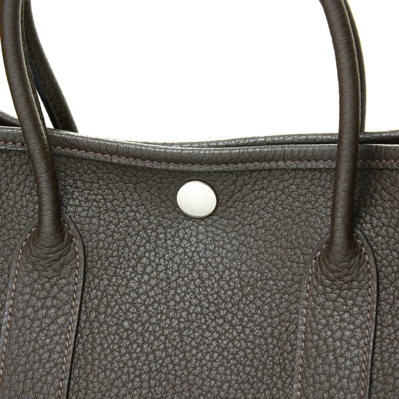 Garden Party 30 Tote bag in Togo Leather, Silver Hardware