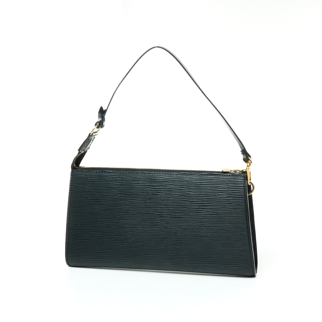 Louis Vuitton Pochette Epi Leder Noir Hardware Silber Tasche bag