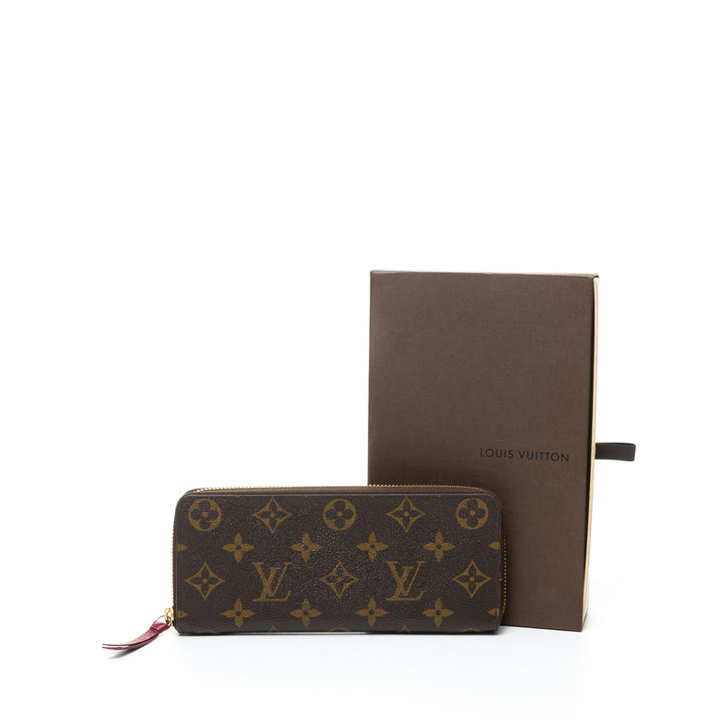 Clemence Wallet in Monogram, Colored Leather Zip