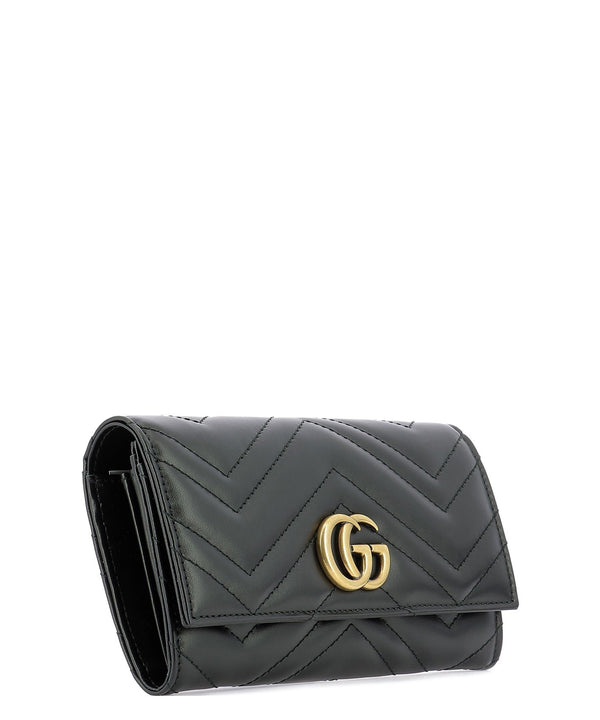 GG Marmont Long Flap Wallet, Gold Hardware