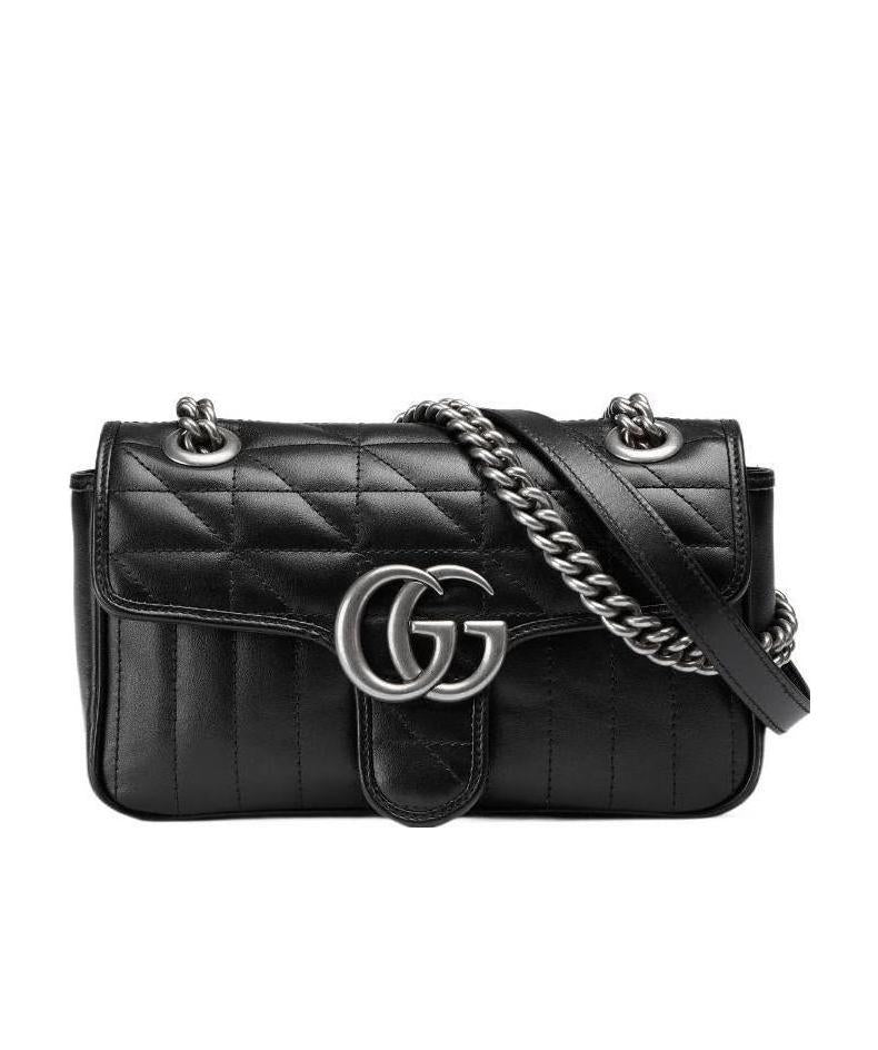 GG Marmont Mini Shoulder Bag, Silver Hardware