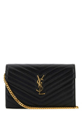 Cassandre Smooth Leather Wallet on Chain, Gold Hardware