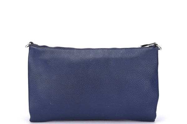 Blue Leather Sling Bag, with Strap, Card & Dust Cover