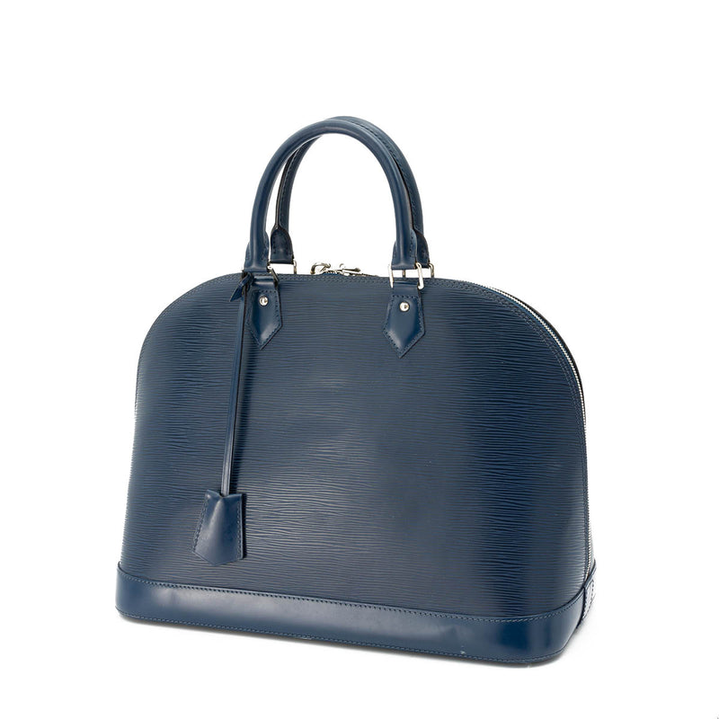 Alma MM Top Handle Bag in Epi Leather, Silver Hardware