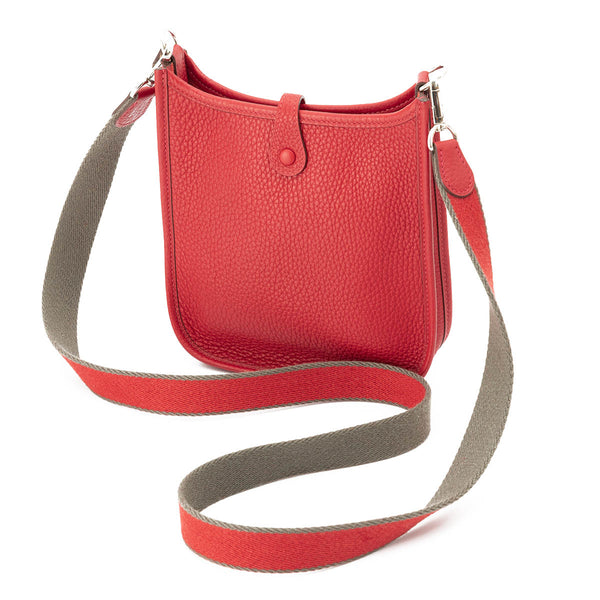 Evelyne TPM Crossbody bag in Clemence Taurillon Leather, Silver Hardware