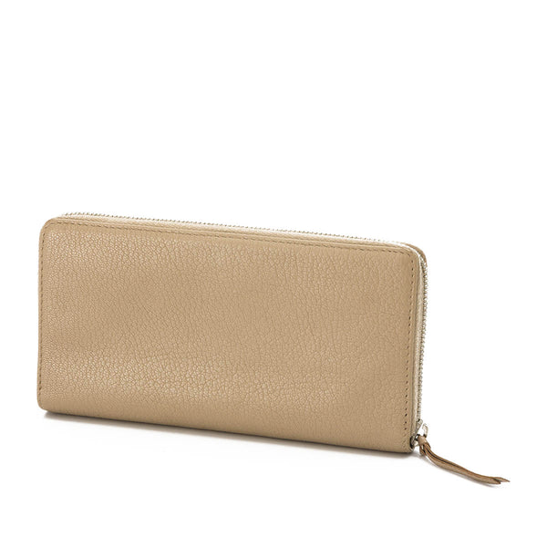 Metallic Edge Continental Wallet in Goat Leather, Silver Hardware