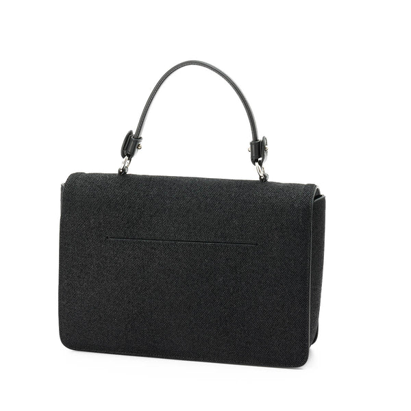 Seila Top Handle Bag in Coated Canvas, Silver Hardware