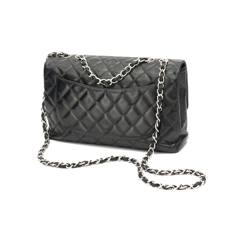 CHANEL Single Flap Silver Chain Shoulder Bag Black Lambskin Purse Leather  ref.393867 - Joli Closet