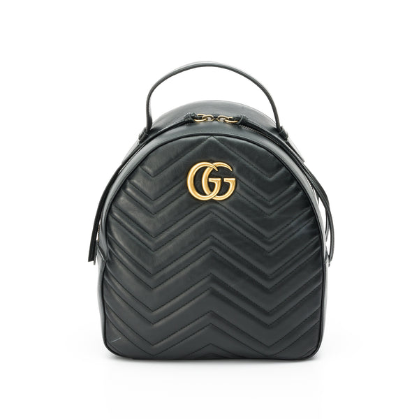 GG Marmont Backpack in Calfskin, Gold Hardware
