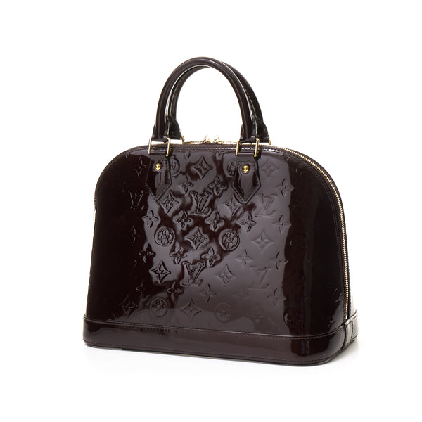 Alma PM Top handle bag in Monogram Vernis Leather, Gold Hardware