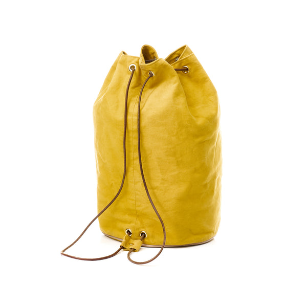 H Drawstring Backpack in Canvas, Gold Hardware
