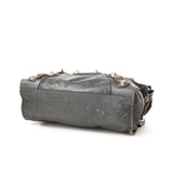 City Giant Top handle bag in Distressed leather, Silver Hardware