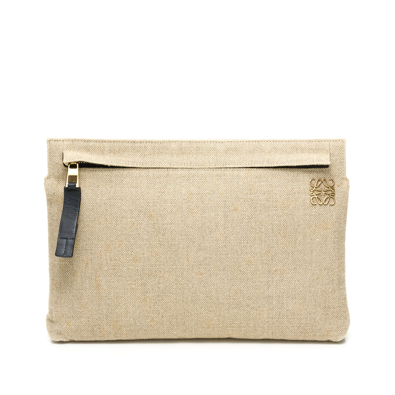 T Pouch in Canvas, Gold Hardware