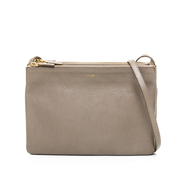 Trio Crossbody bag in Goat leather, Gold Hardware