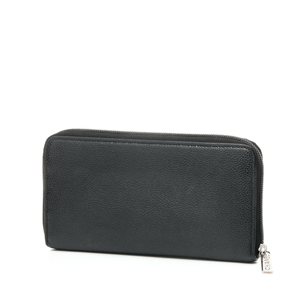 Timeless CC Zip Long Wallet in Caviar leather, Silver Hardware