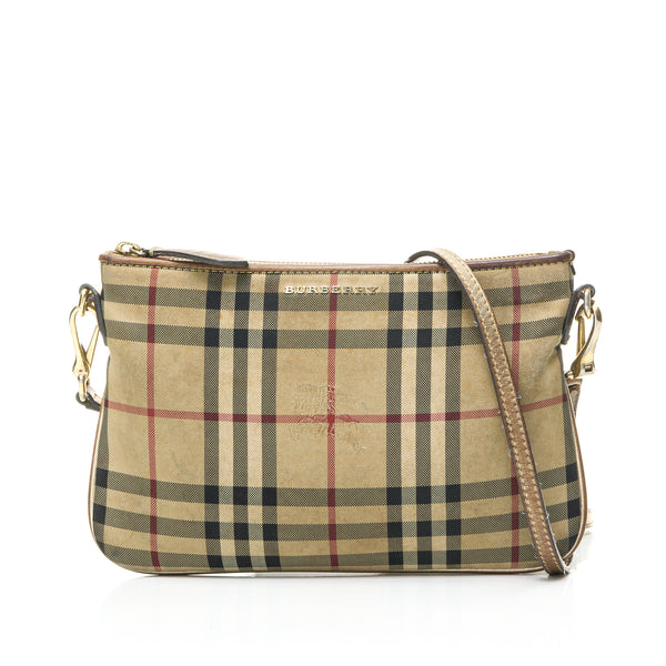 House check Crossbody bag in Canvas, Gold Hardware