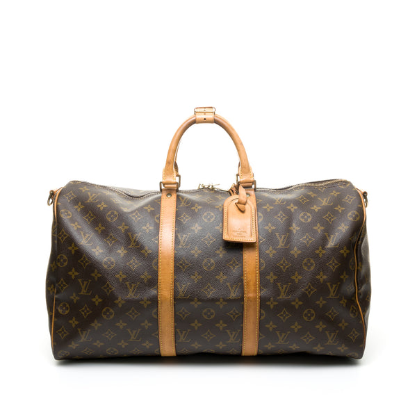 Keepall Bandouliere 50 Duffle bag in Monogram coated canvas, Gold Hardware