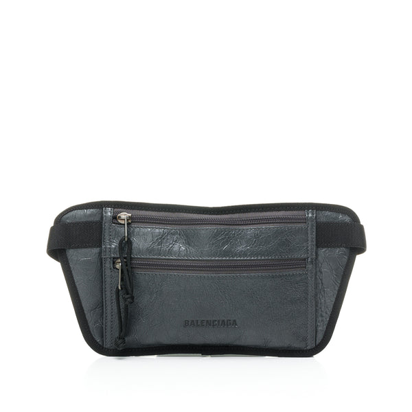 Weekend Belt bag in Distressed Leather, Silver Hardware
