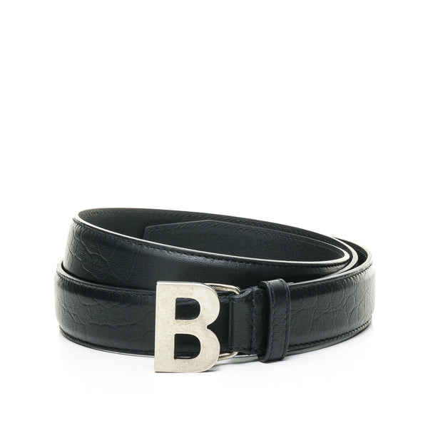 B Belt in Calfskin, Brushed Silver Hardware