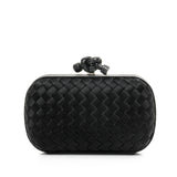 Knot Clutch in Satin, Silver Hardware