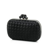 Knot Clutch in Satin, Silver Hardware