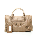Work Top handle bag in Distressed leather, Gold Hardware