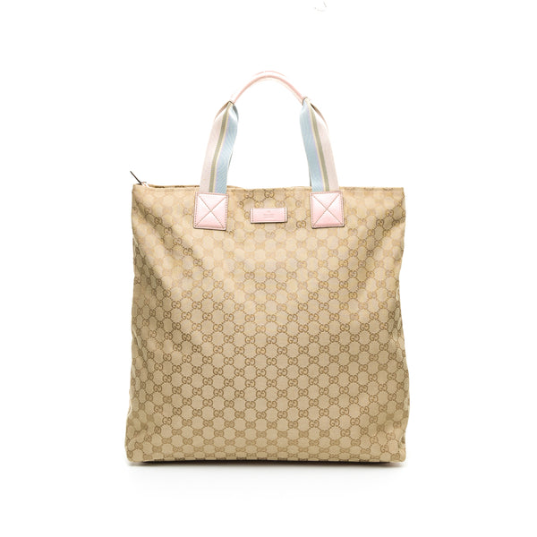 GG Large Tote bag in Canvas, Silver Hardware